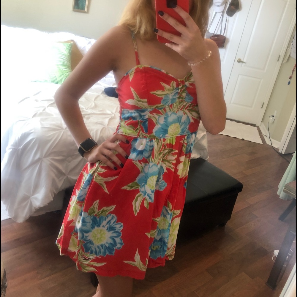 Hollister red flower sundress